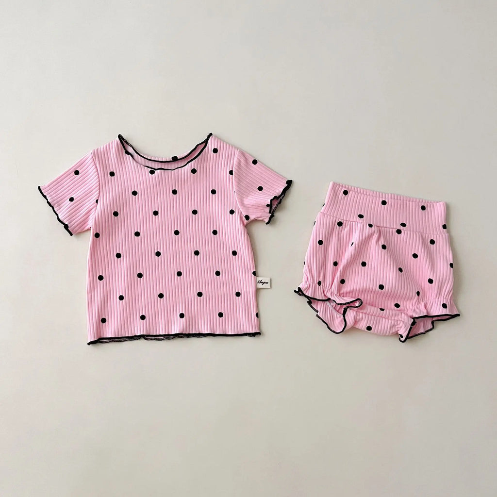 2psc Summer Baby for Boys and Girls Casual Short Elasticity Sleeve Top + Shorts Solid Color Kids One-Piece Fashion Baby Clothing