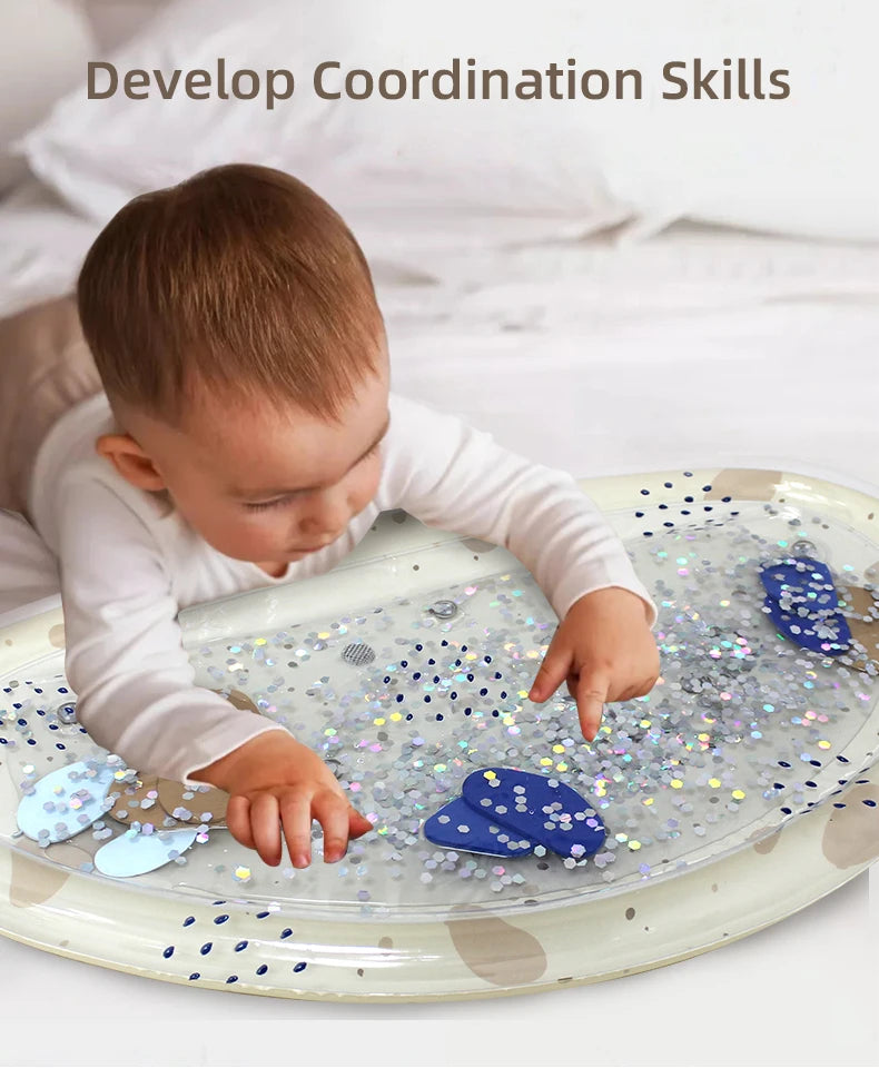 LED Light Up Baby Water Play Mat Inflatable Sensory Water Mat for Infants Toddlers Tummy Time Playmat