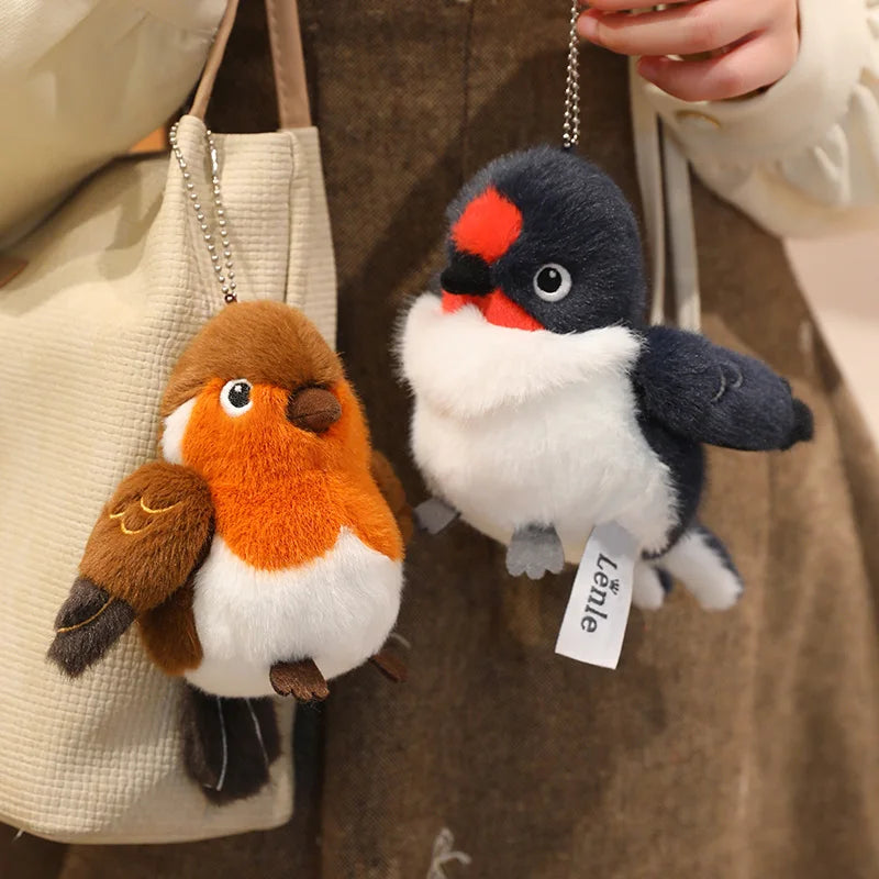 Hot 1pc 14cm Kawaii Birds Plush Pendant Toys Keychain Simulation Parrot Bird Nest Plush Keyring Anime Cute Gifts For Girls Kids