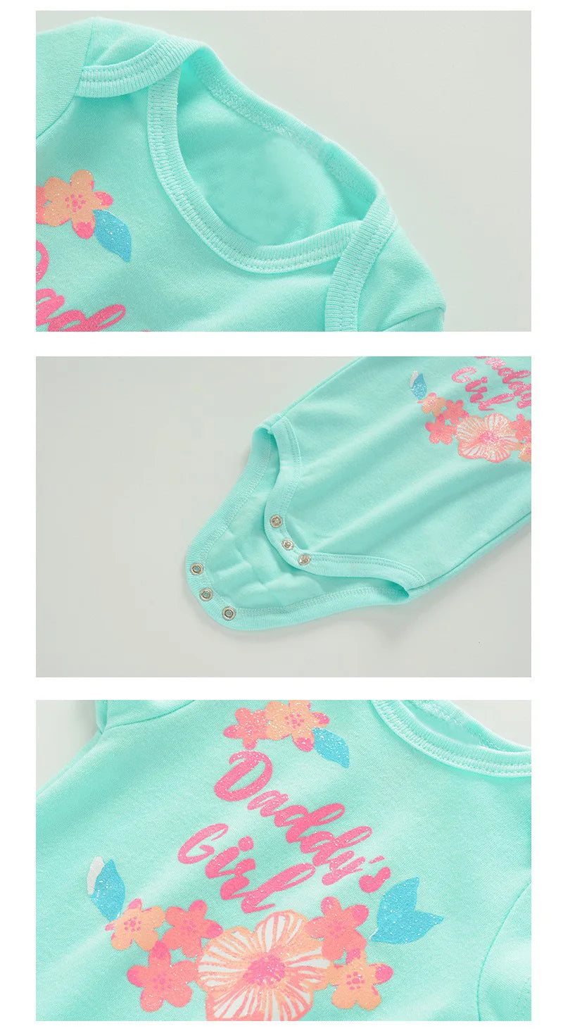 Cute Fashion 3-Piece Baby Girl Clothing Set Cartoon Newborn Bodysuits+Short Pants+Hairband Suits Summer Infant Clothes