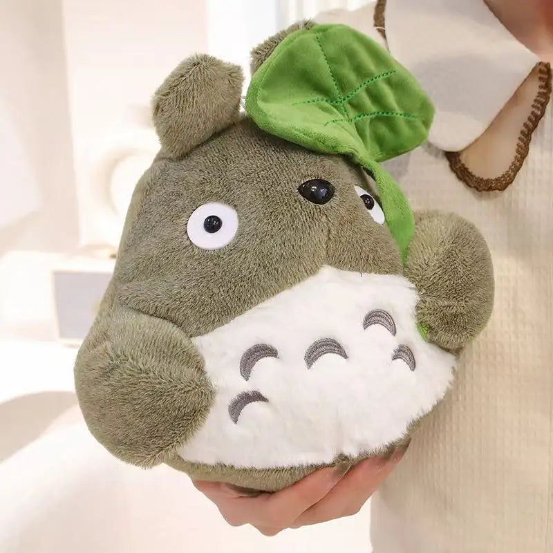 Hot Cartoon Totoro Hold Lotus Leaf Plush Toy Kawaii Japanese Style Figure Doll Stuffed Chinchilla Plushies Birthday Gifts Girl