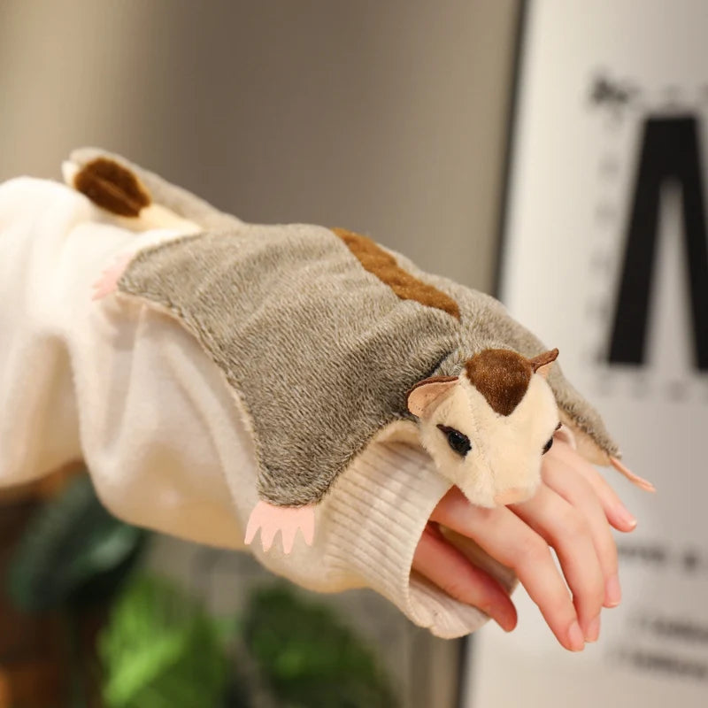 Super Cool Flyling Sugar Glider Plush Toy Cozy Soft Flying Squirrel Hand Puppet Cute Pet Toy Funny Gift for Kids