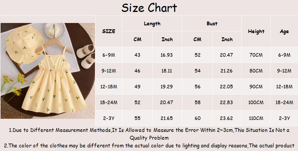 Baby Dresses Summer Cotton Plaid Full Printed Suspender Baby Girl Dress Sweet And Casual Beach Baby Girl Clothing With Hat