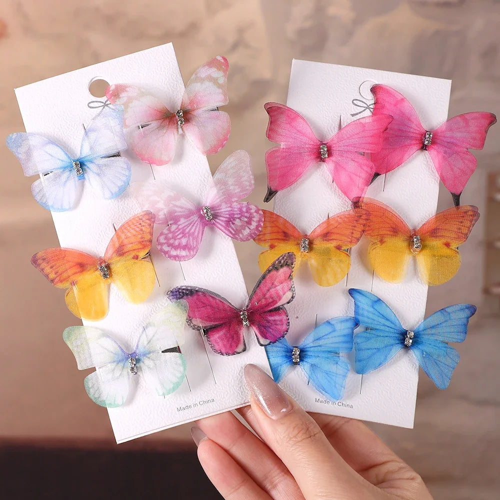 6Pcs/set Sweet Butterfly Hairpins for Girls Do Not Hurt Hair Super Nice Boutique Hairclips Womens Fashion Hair Accessories
