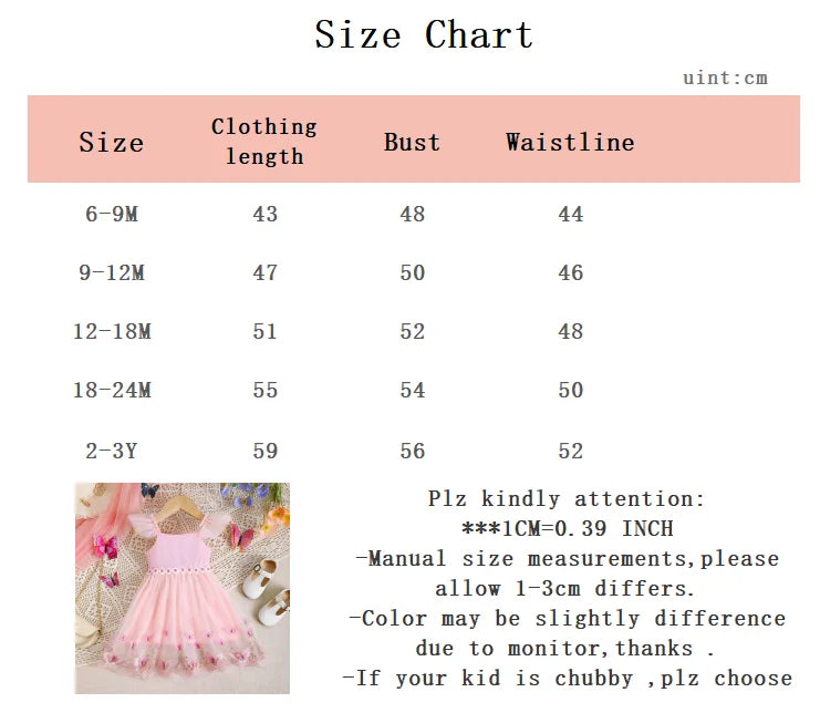 Baby girl Summer Dress Beautiful Embroidered Butterfly Tulle Princess Dress Toddler Holiday Party Dress suitable for 0-3 Year
