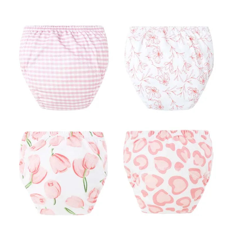 4Pcs Baby Diaper Training Pants Toddler Underwear Cotton Washable Infant Nappies Cloth Diapers Reusable Kids Shorts 11-18kg