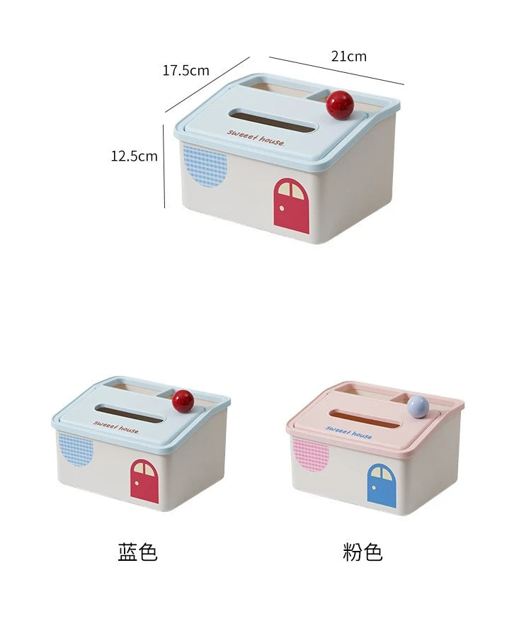 Cartoon Tissue Box Desktop Multi Functional Large Capacity Storage Box Cute Paper Towel Box Paper Drawer for Room Coffee Table