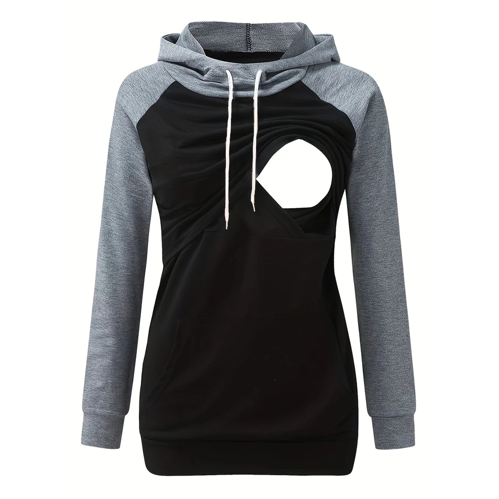 Womens Maternity Nursing Hoodie Sweatshirt Hoodies Long Sleeve Breastfeeding Pregnancy Top Kangaroo Pocket Clothes