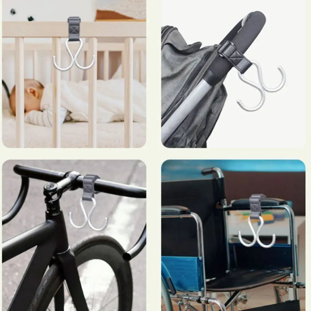 Creative S Shape Baby Stroller Hooks PU Double Hook Hanging Hook Stroller Accessories Solid Color Stroller Accessories Baby