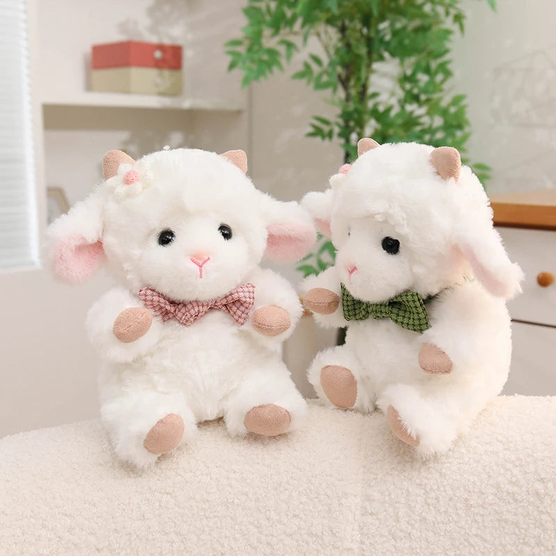 Nice 1pc 23cm Cute White Sheep Plush Toy With Pink Ears And Removable Apron Soft Stuffed Lamb Doll For Girls Birthday Gift