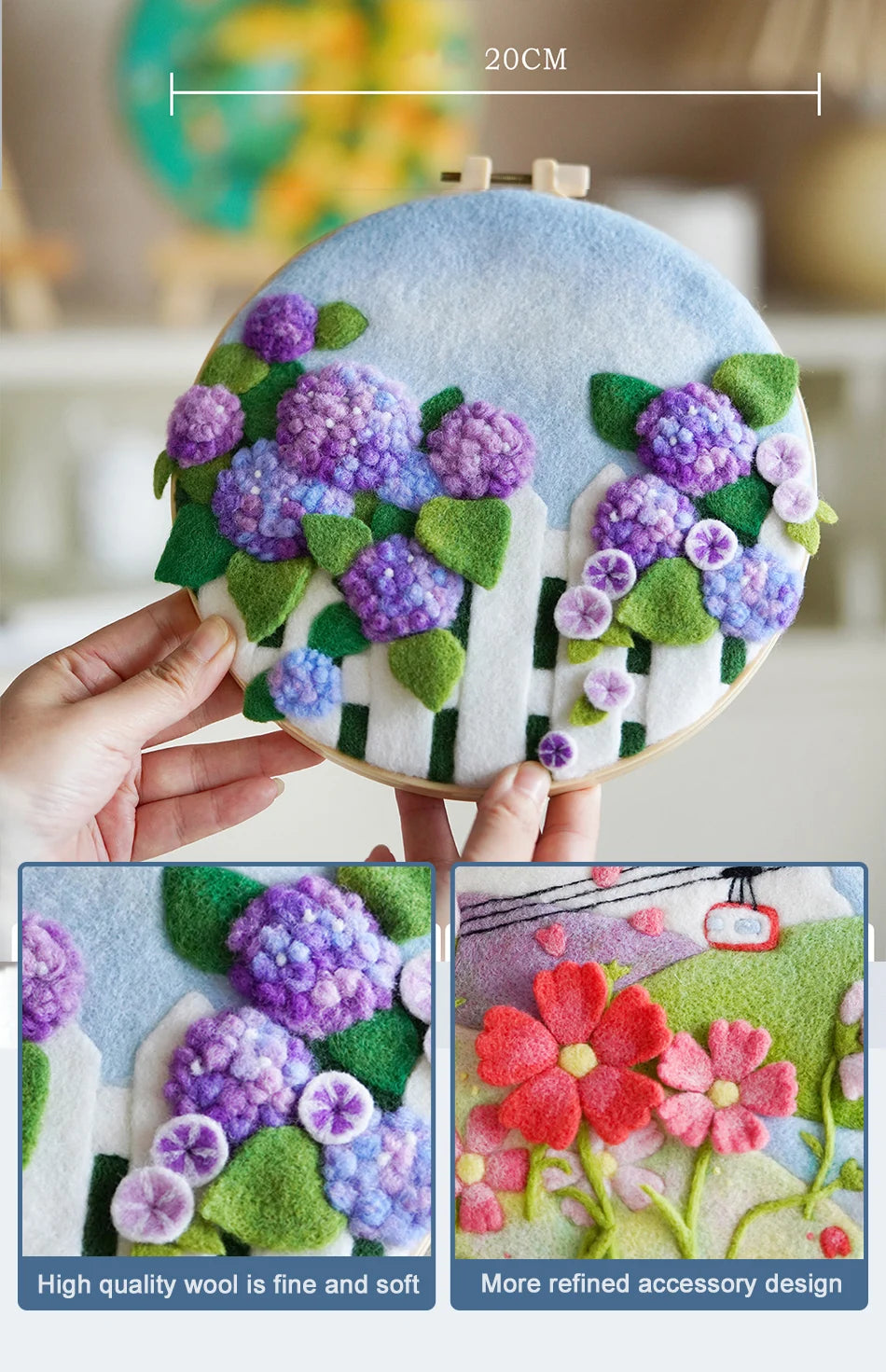 GATYZTORY DIY Wool Painting Kit With Frame Felting Needles Handmade Picture Kit Hot Air Balloon For Home Decors Crafts Gift