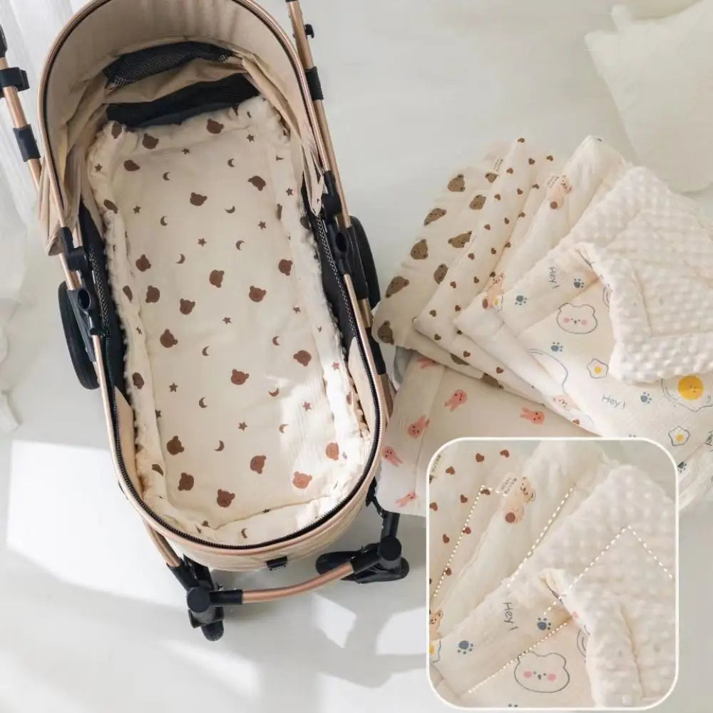 Soft Baby Stroller Cushion Comfortable Breathable Baby Pram Seat Mat Car Seat Cartoon Printed Dining Chair Cotton Pad