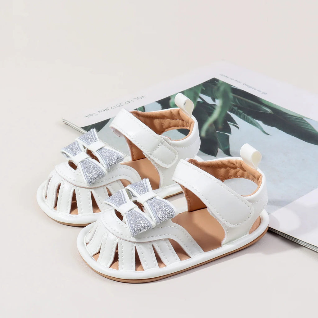 2025 Spring And Autumn Baby Girls First Walking Indoor Outdoor Toddler Shoes For 0-18M Baby Princess Sandal PU Leather TPR Sole