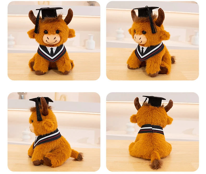 Hot New Sitting Pose Highland Cattle Plush Toys Soft Fluffy Cartoon Dr Cattle Doll Cute Graduation Gift To Friends Family