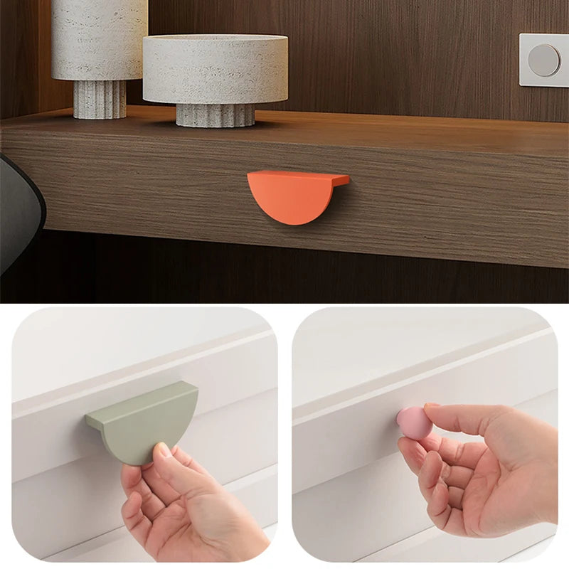 Wardrobe Door Handle Half Round Kitchen Cabinet Knobs Dresser Drawer Handle Colorful Pink Blue Green White Knobs For Furniture