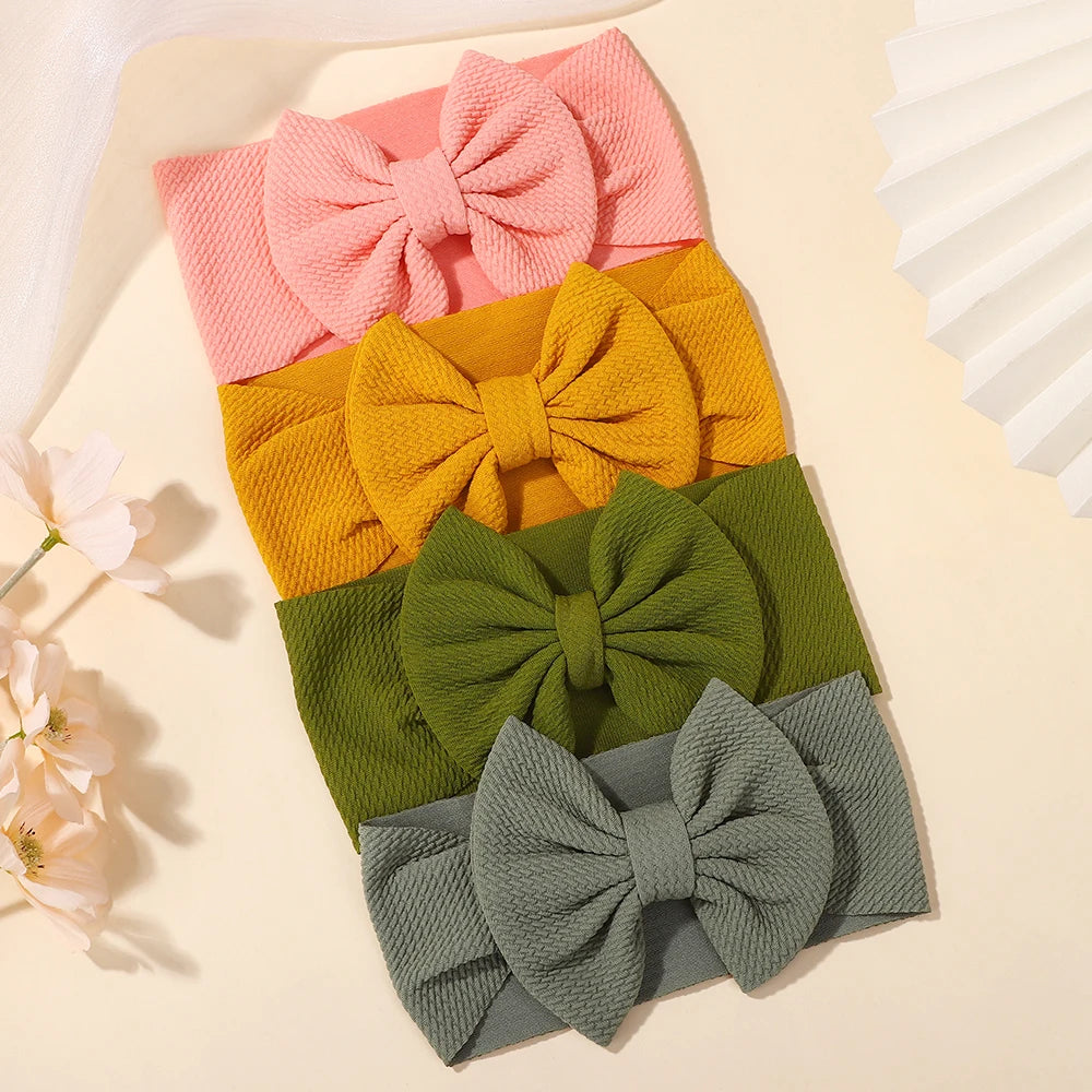 12Pcs/lot big bows elastic headscarf for baby infant solid color casual headband The color is randomly distributed and not fixed