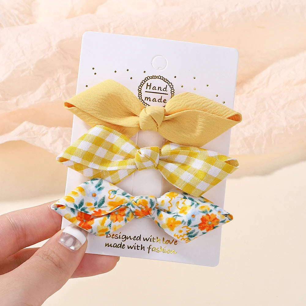 3Pcs Fresh Printing Hairpins Colorful Bowknot Hairclips for Girls Travel Party Dress Up Headwear Kids Hairgripes