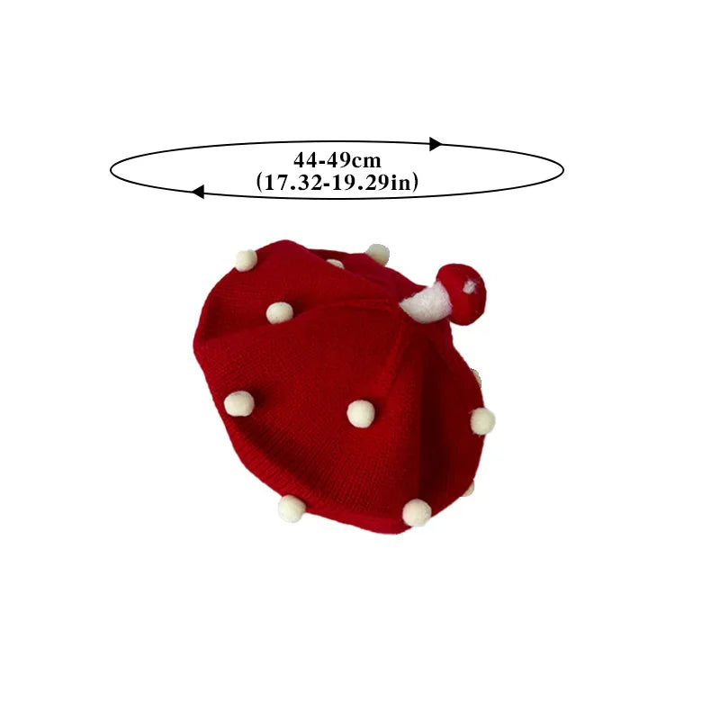 Cute Mushroom Beret Baby Woolen Knitted Hat Children Winter Warm Pullover Hats 6-30M Boy Girl Kids Elastic Beanie Toddler Bonnet