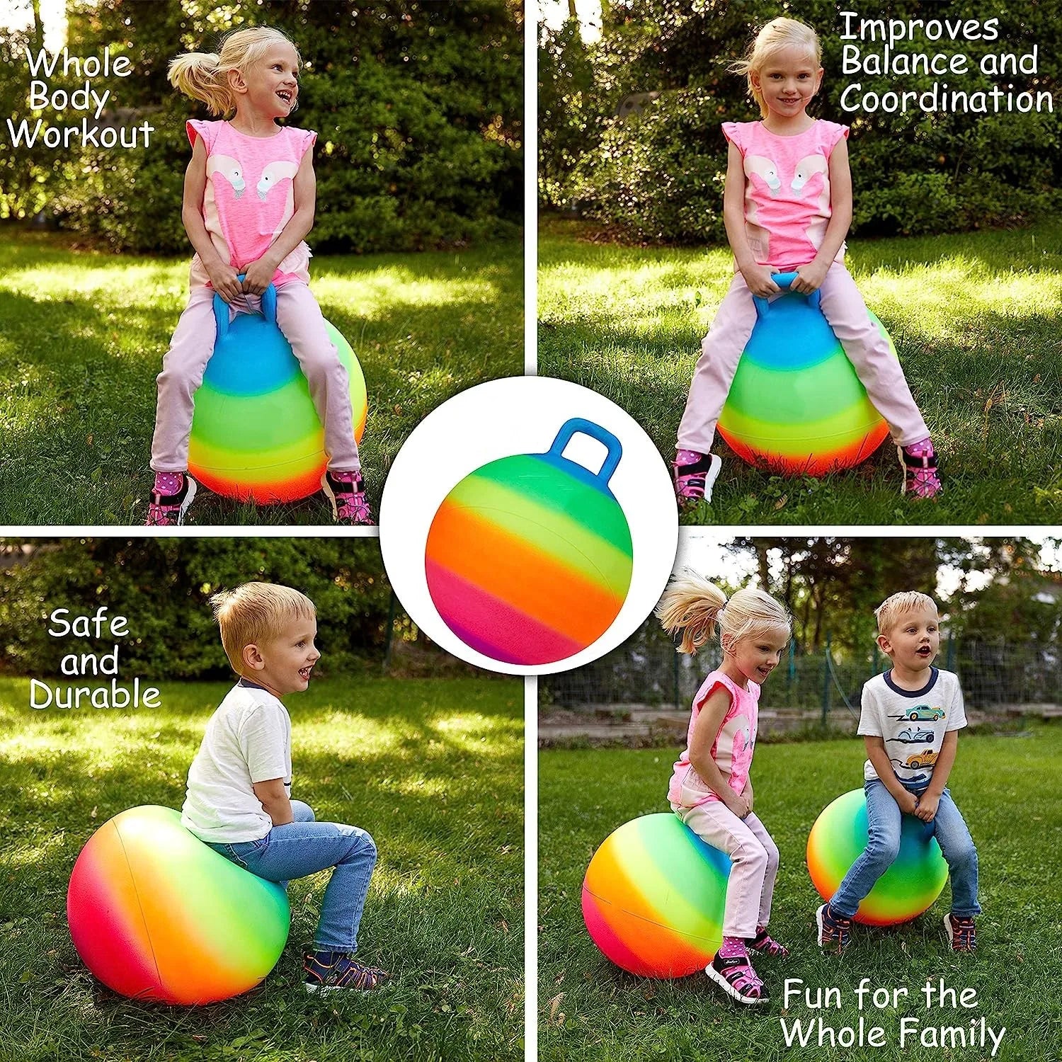 Diameter 18 Inch Sports Hopping Ball for Kids Bouncy Ball Jumping Ball with Handle Kids Outdoor Toys