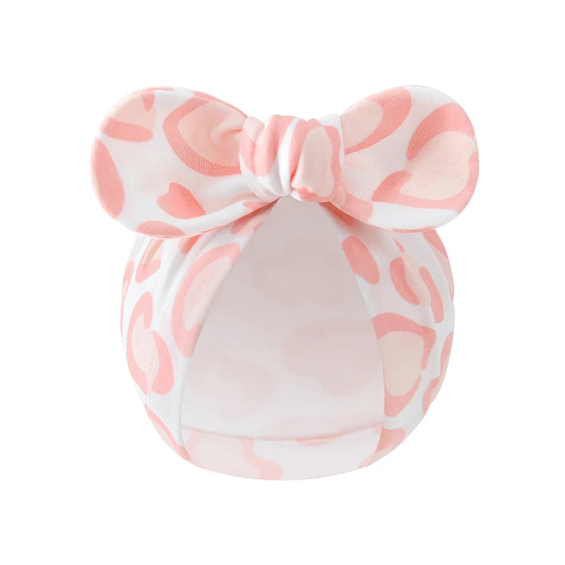 3Pcs Print Bow Baby Turban Cap 0-10Month Newborn Elastic Headscarf Beanie Soft Cotton Infant Indian Hat Kids Hair Accessories