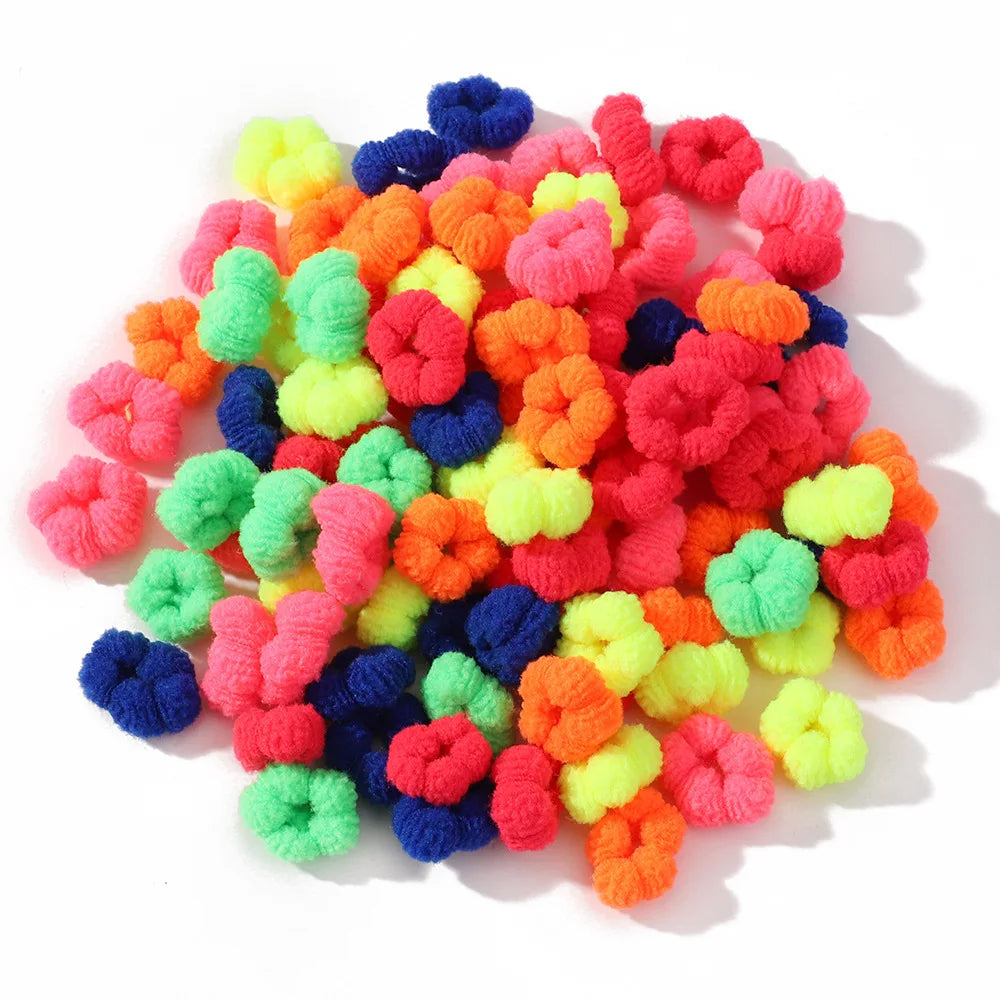 Elastic Hair Bands For Children Colorful Ponytail Holders 100 Pcs Mini Scrunchie Hair Ties