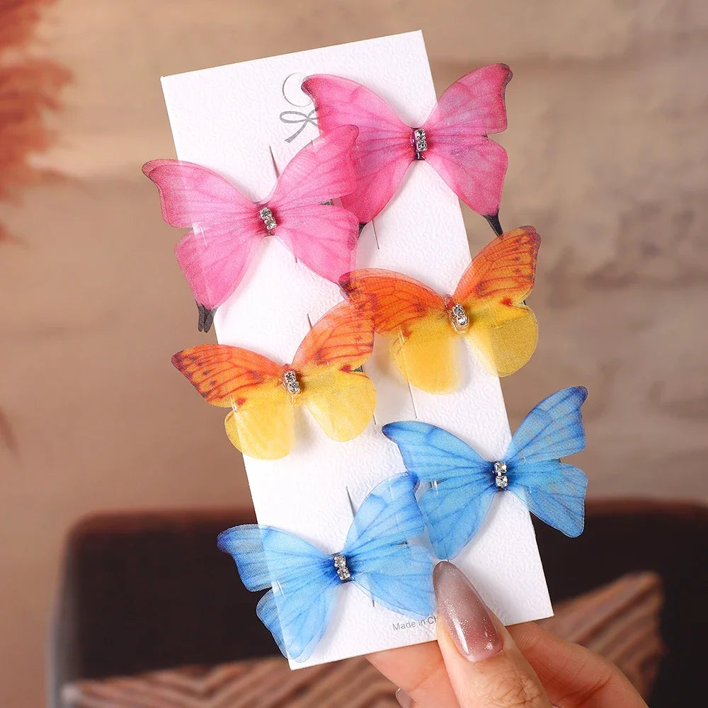 6Pcs/set Sweet Butterfly Hairpins for Girls Do Not Hurt Hair Super Nice Boutique Hairclips Womens Fashion Hair Accessories