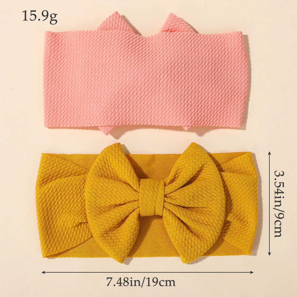 12Pcs/lot big bows elastic headscarf for baby infant solid color casual headband The color is randomly distributed and not fixed
