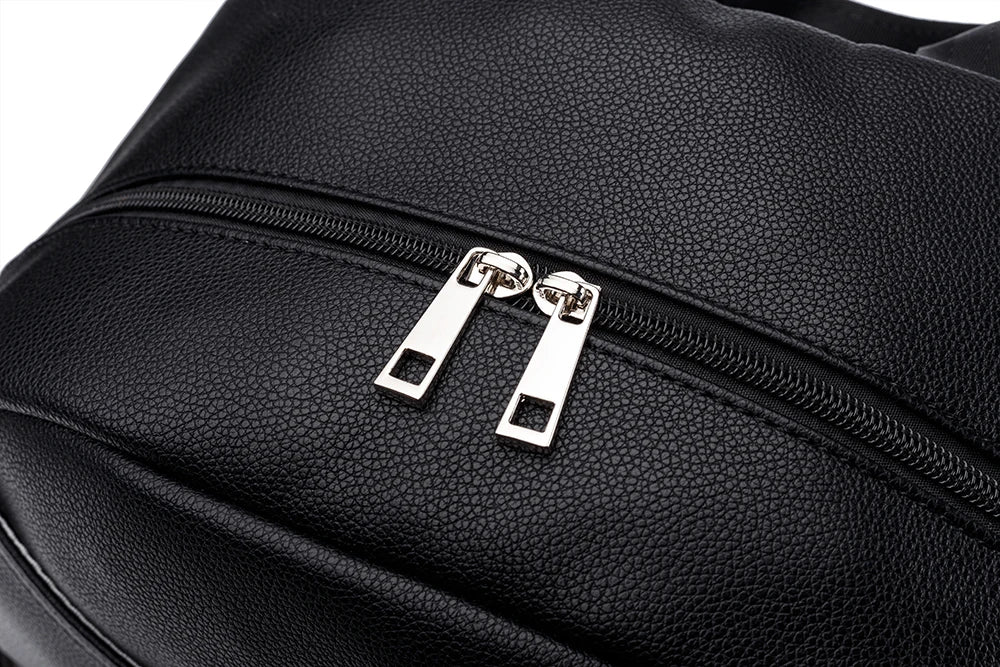 New Fashion PU Black Diaper Backpack for Baby Large Capacity Waterproof Pockets Diaper Bag for Mother Travel Stroller Bag