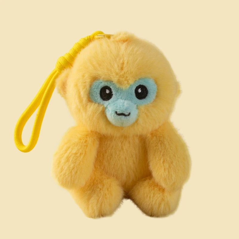 Golden Monkey Plush Toy Keychain Holder White-Faced Saki Pendant Soft Dolls Fun Accessory To Bag Functional Plushie Keyring Gift