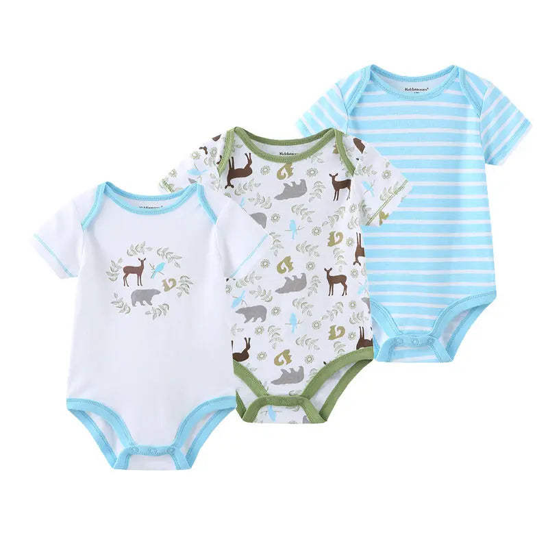 3 Pcs /Lot Summer Cartoon Newborn Unisex Baby Boy Girl Bodysuits Soft Baby Onesies 100%cotton Baby Clothes