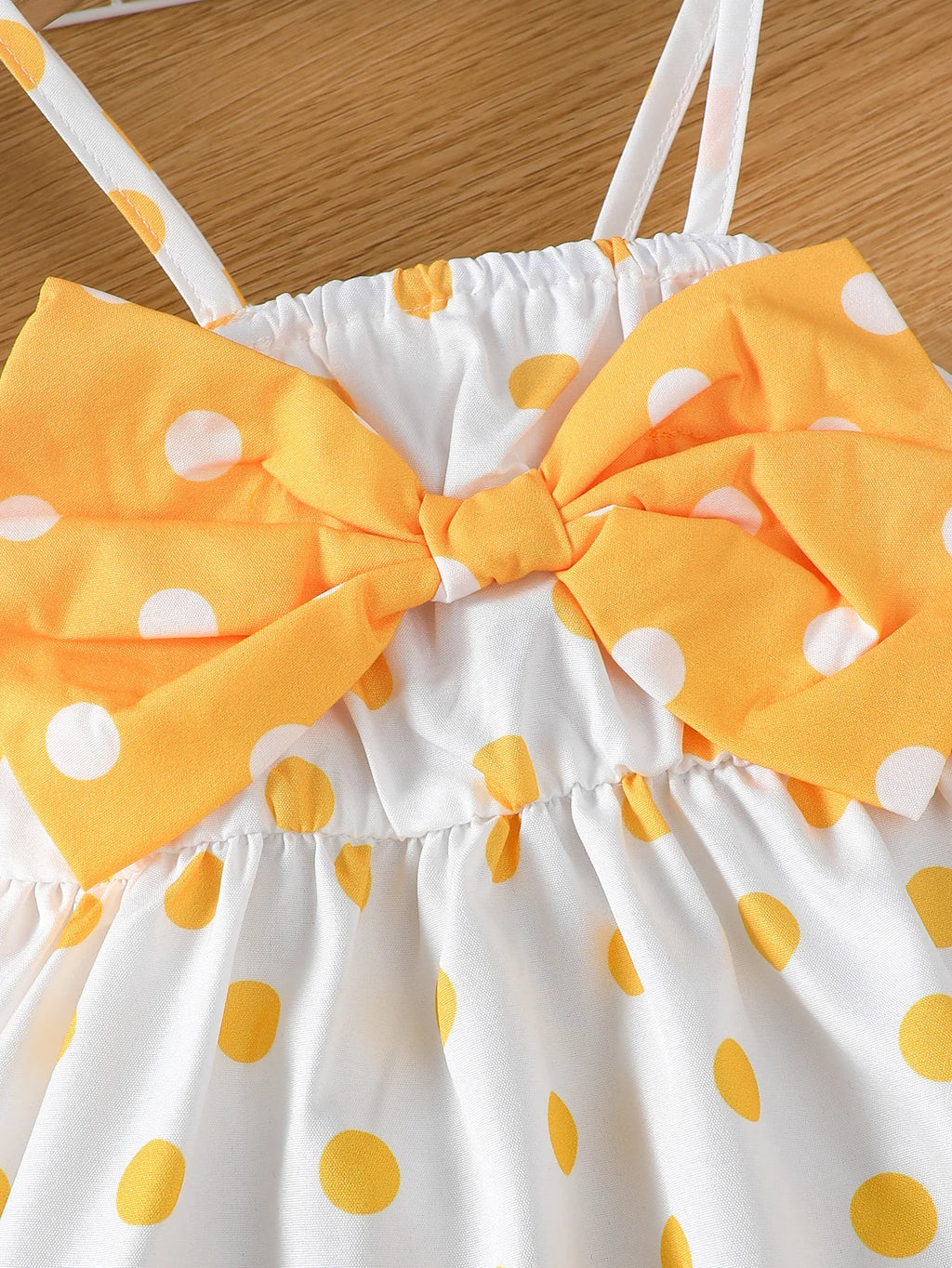 2Pcs/ Baby girl Dress Big Bow Polka Bot Suspender Summer Dress 0-3 Year old Baby Girl Vacation Casual Dress