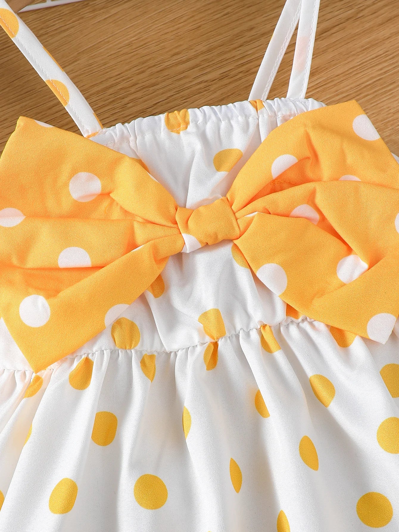 2Pcs/ Baby girl Dress Big Bow Polka Bot Suspender Summer Dress 0-3 Year old Baby Girl Vacation Casual Dress