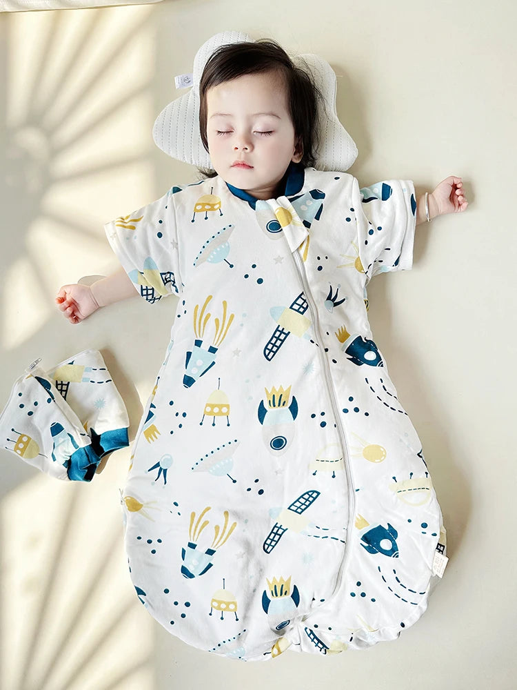 2.5Tog Spring and Autumn Thin Baby Sleeping Bag U-Shaped Cartoon Pure Cotton Kidsren's Sleeping Bag Anti-Kick Quilt 0-3Y Baby Sleeping Bag