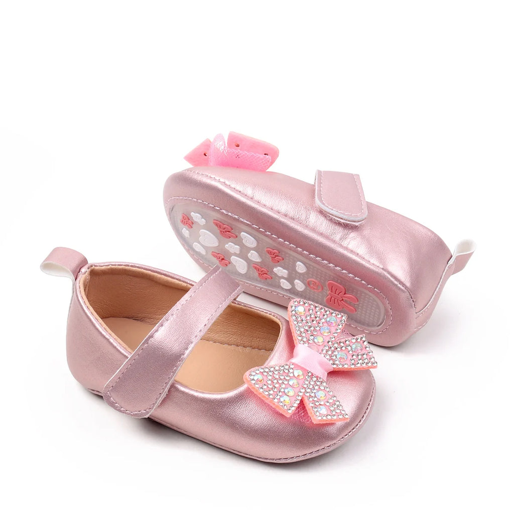 Spring Summer Sweet Shining Girl Princess Dress Shoes Bowknot Design Non-slip Indoor Outdoor Walking Shoes BBW5122