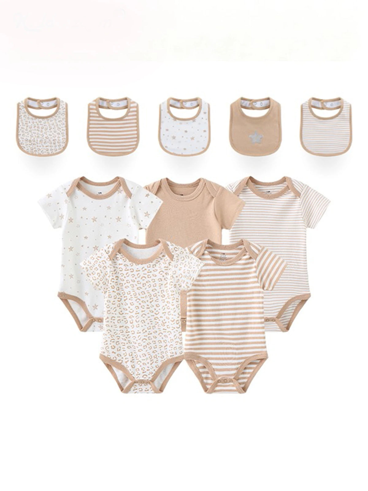 Bebe 10 Pack Baby Bodysuits And Bibs Set Unisex 0 12 Months Summer Newborn Clothing