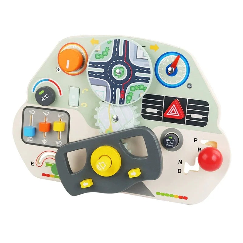 Montessori Busy Board Accessories Wooden Toy Set For Kids Educational Matching Gear And Doorbell Features