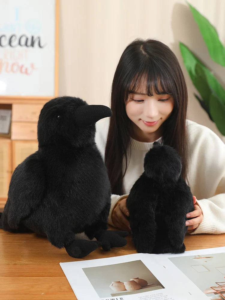 30cm Realistic Crow Plush Toy Lifelike Stuffed Raven Soft Halloween Christmas Gift for Kids Bird Lovers Home Decor