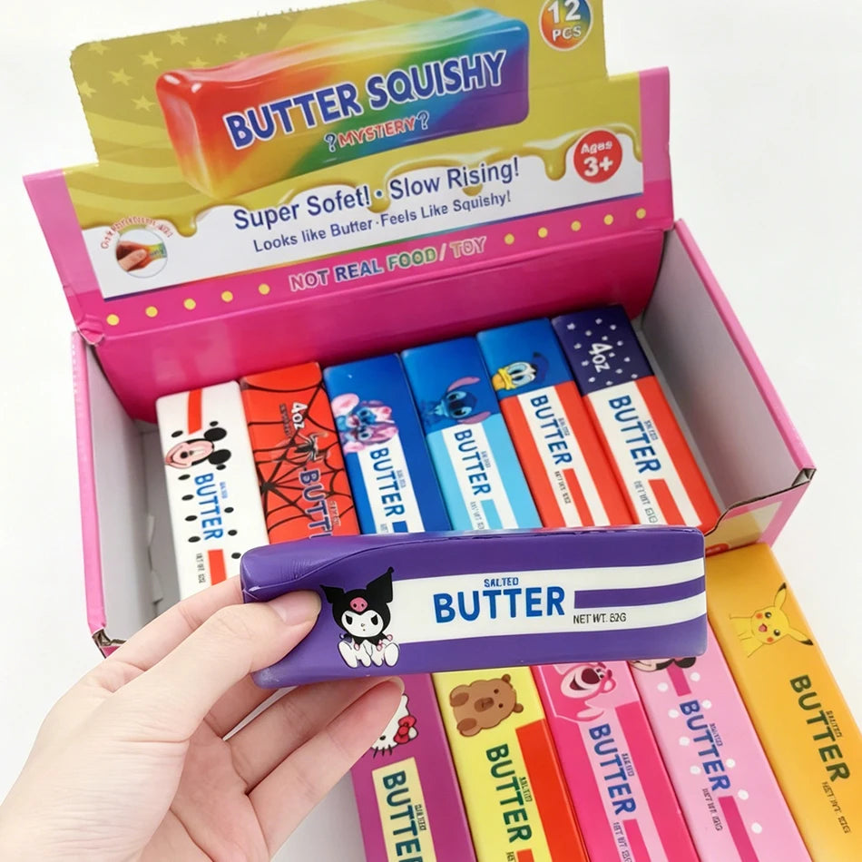 Blind Box 12PCS Butter Stick Squishy Toy Slow Rising Toy Butter Bar Brick Squishy Fidget Toy Anti Stress Release Hand Relax Gift