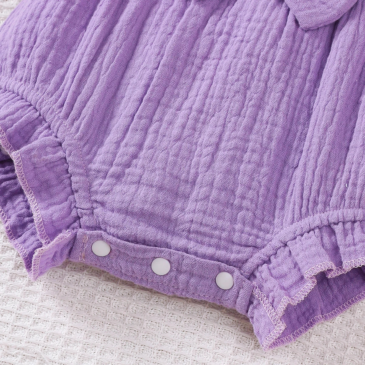 0-18 Months Baby Girl Romper Solid Color Sleeveless Round Neck Lace Edge Bow Romper+Headband Baby Girl Summer New Casual Bodysui