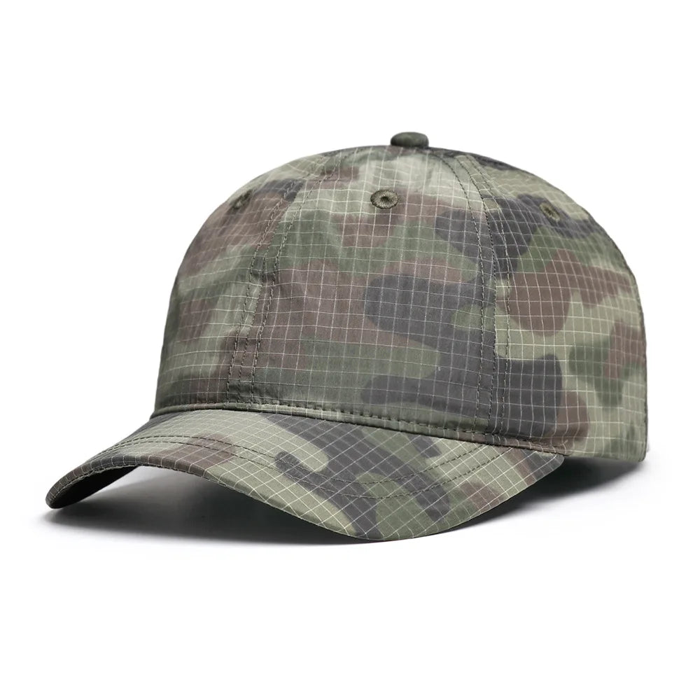 Lightweight Quick-Dry Plaid Camouflage Baseball Cap for Men and Women, Trendy  Versatile Sunshade Short Brim Duckbill Cap