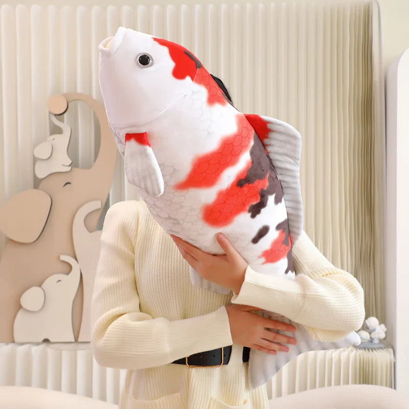 1pc 75CM Simulation Koi Fish Plush Toys Soft Stuffed Cartoon Carp Plushie Pillow For Girls Boys Sofa Home Decor Cushion Gifts