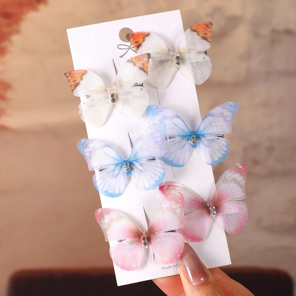 6Pcs/set Sweet Butterfly Hairpins for Girls Do Not Hurt Hair Super Nice Boutique Hairclips Womens Fashion Hair Accessories