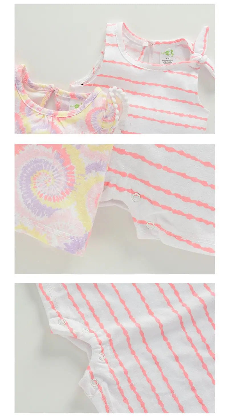 Cartoon Cute Newborn Girl Bodysuits Summer Baby Girl 2-Piece Sleeveless Onesies Fashion Infant Clothes