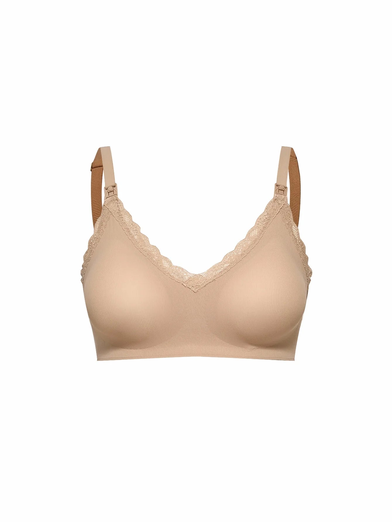 Comfortable Underwear For Pregnant Women, Elastic V-Neck, Fully Wrapped Lace Border, Gathered For Women'S Breastfeeding Bra