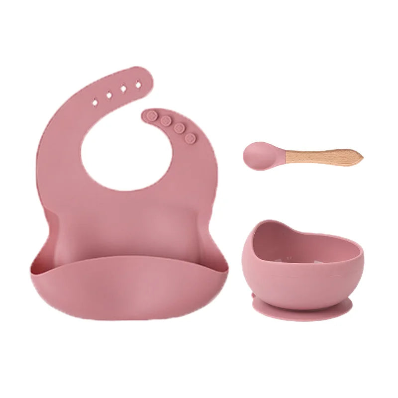 1/5Pc BPA Free Silicone Baby Feeding Set Sucker Bowl Dinning Plate Straw Cup Spoon Forks for Kids Baby Tableware Children Dishes