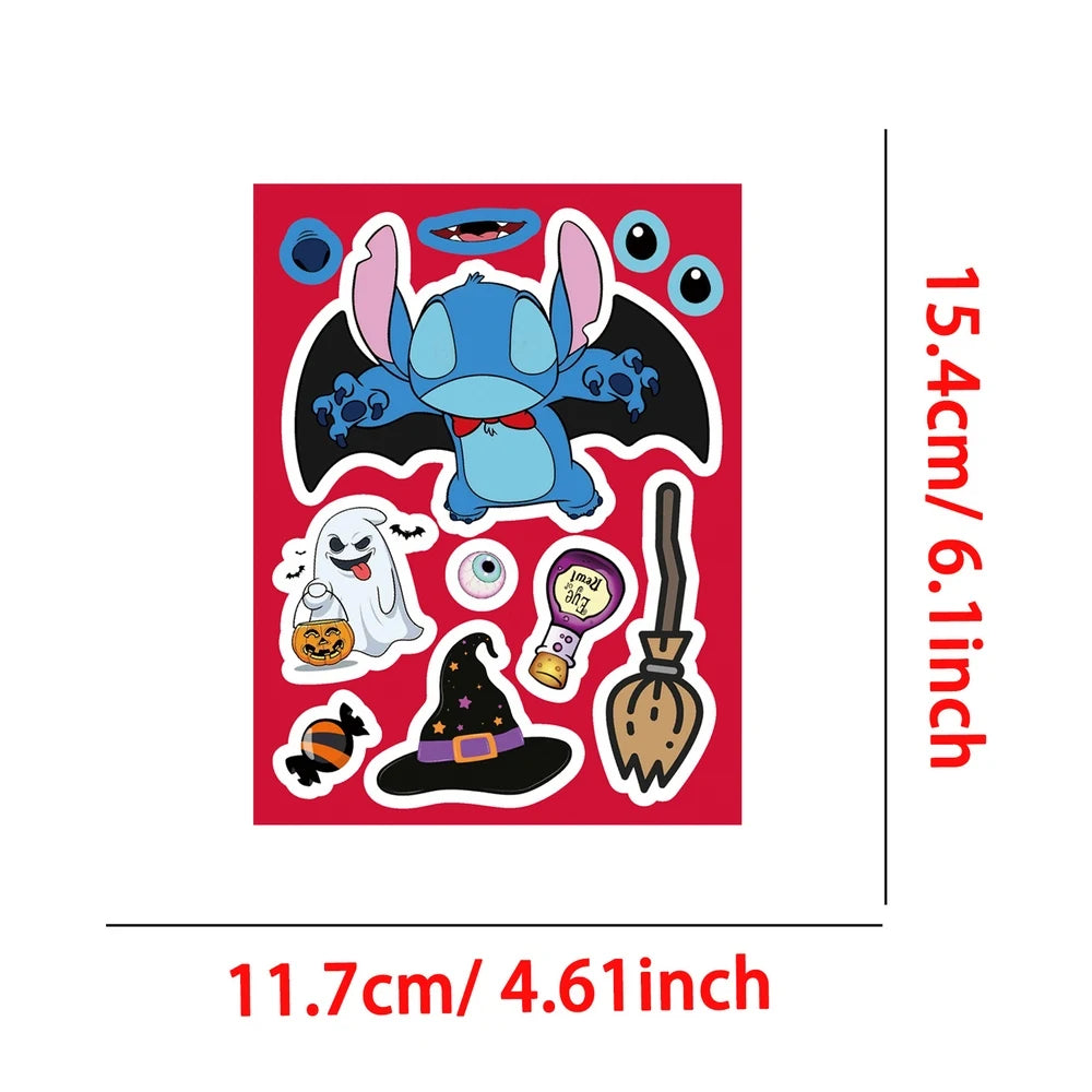 8/16/32Sheets Cute Make a face Stitch Stickers Make Your Own Sticker Game Party Jigsaw Puzzle Decoration Kids Reward Toy Gift