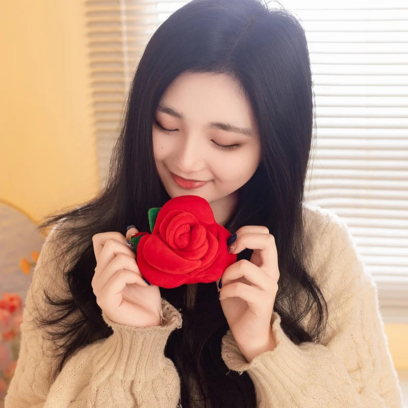 Wholesale Pretty Mini Rose Plush Toys Soft Colorful Lifelike Rose Hanging Toys Cute Keychain Bags Decor Kawaii Girls Gift