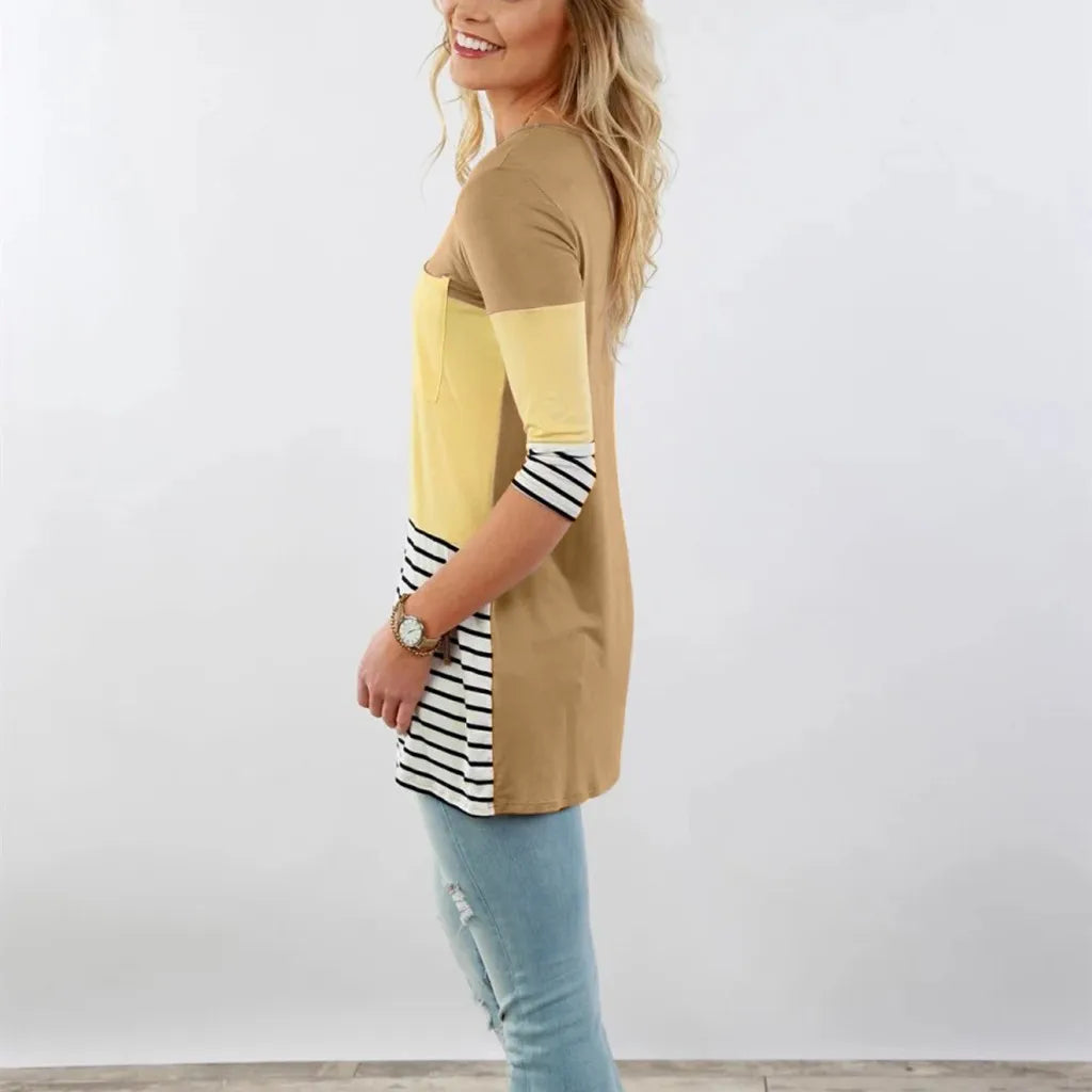 Fashion Pregnant Women Stiching Color Breastfeeding Nursing T Shirts Casual Loose Long Sleeve Tee Tops For Maternity