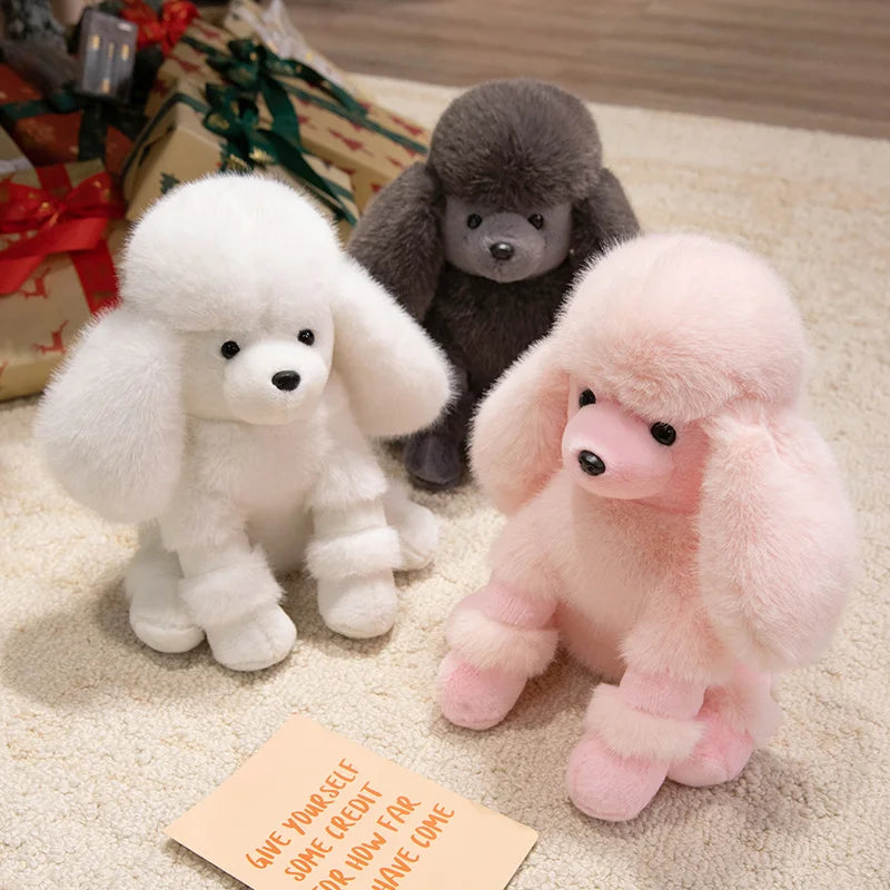 Hot Simulation Color Small Bell Poodle Plush Toys Doll Stuffed Soft Animal Fluffly Curly Hair Dog Lifelike Puppy For Kids Gifts