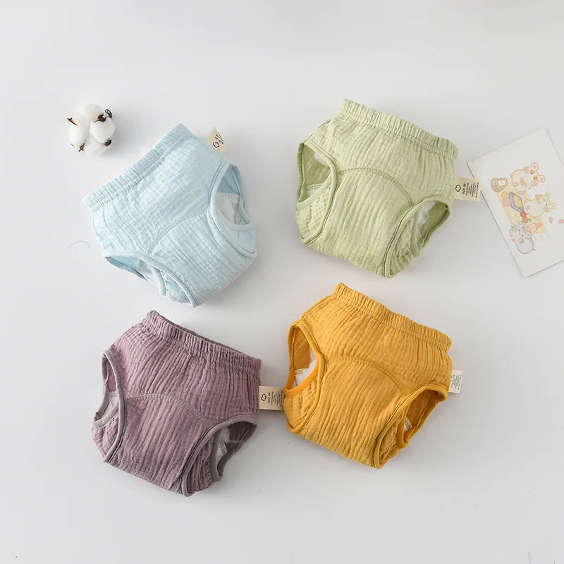 Breathable Baby Training Pants Waterproof Diapers Cotton Gauze Washable Nappies for Toddler Children Toilet Training Study Pants
